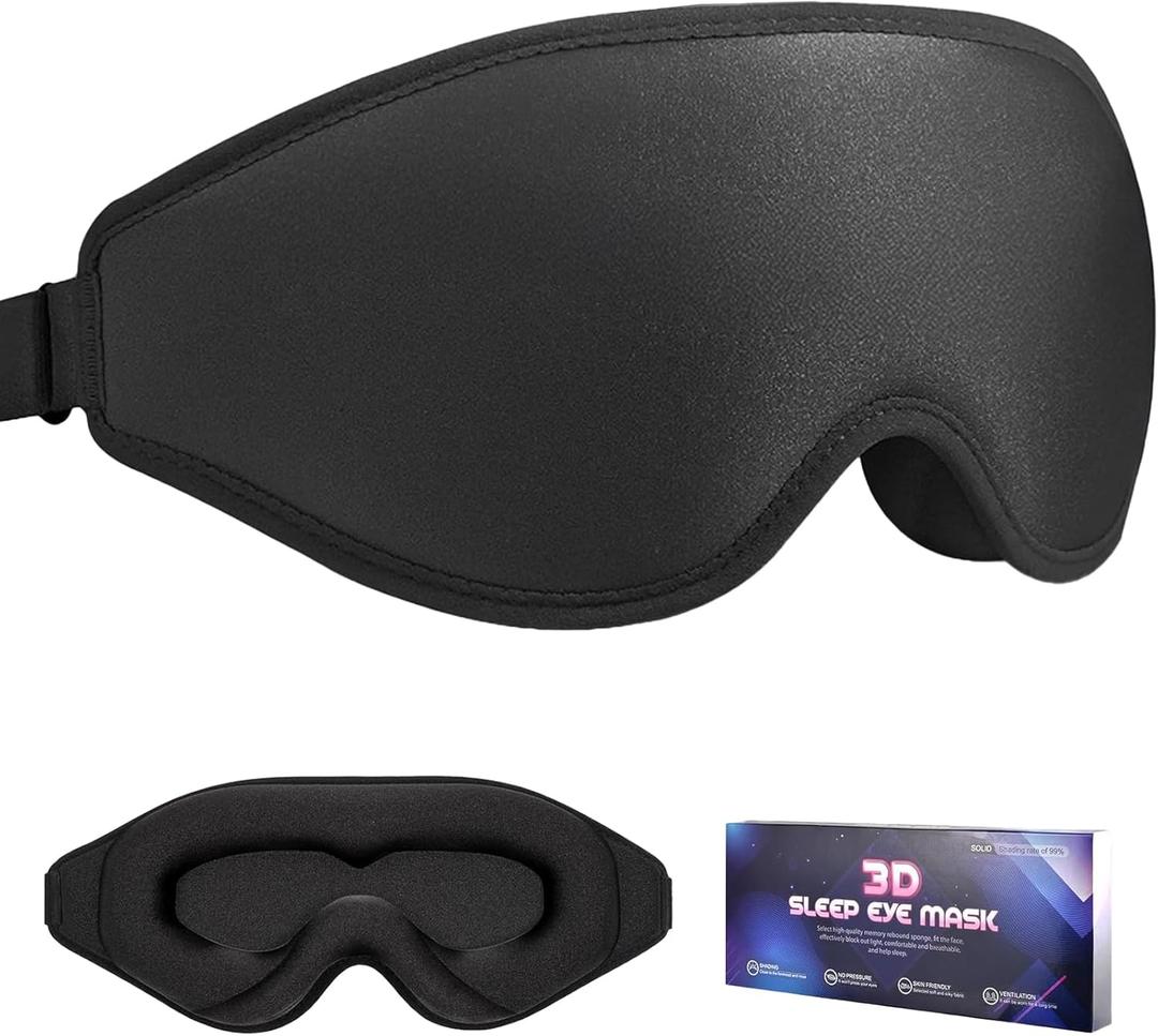 Sleep Eye Mask for Men Women Sleeping Masks, Light Blocking 3D Deep Contoured Eye Shade Cover for Travel Yoga Nap