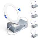 Ensenior 4 Pack 4 Inch LED Recessed Light, Dimmable, 5000K Daylight, 750LM High Brightness, 9W 120V, Damp Rated, Ultra-Thin Canless Wafer Ceiling Light - ETL & FCC & IC