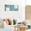 Zlove Blue and Grey Bathroom Wall Decor Dahlia Flower Painting Prints Relax Signs Artwork for Spa Yoga Room, 12"x16", 3Pcs