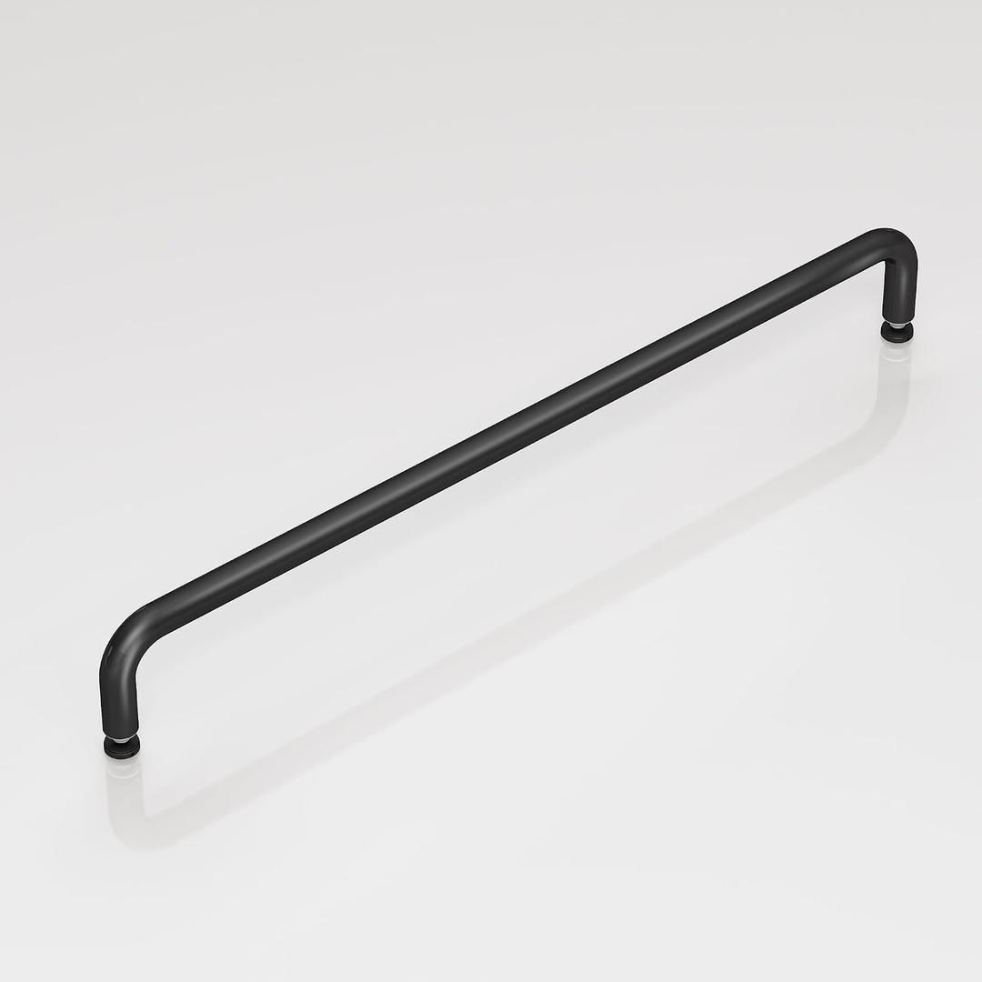 24" Shower Door Towel Bar, Single Side Round Shape Handle Compatible with 1/4" to 1/2" Thickness Glass for Shower Doors, Stainless Steel Towel Rack Handle Replacement in Matte Black