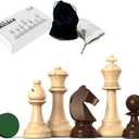 doowroodni Wooden Chess Pieces Large 3.75inch King Set of Luxury Staunton Wood Chessmen with 2 Extra Queen for Chess Board Game (Chess Pieces Only), Velvet Storage Bags Included