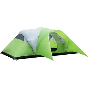 8-10 Person Family Camping Tent with Porch, Easy Setup for Outdoor Camping Picnic Backyard (Light Green)