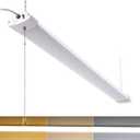 1 Pack 4 Foot LED Shop Light, 4FT 48W Linkable LED Shop Light for Garage, 3000K&4000K&5000K Selectable LED Integrated Ceiling Light Fixture,Hanging&Ceiling Mounting with Pull Chain