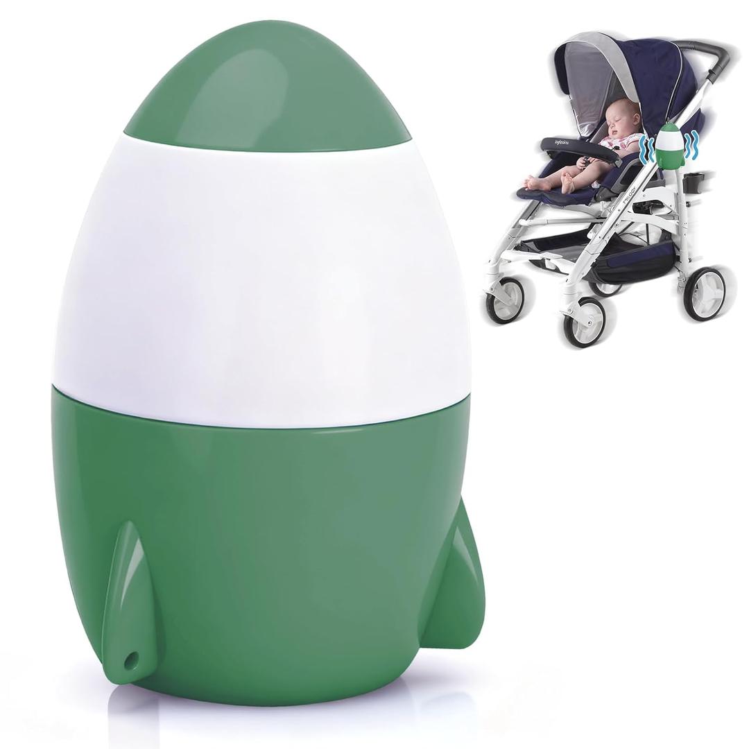 Hands-Free Rocker with 5-Speed Settings and 40-Minute Timer, Baby Stroller Vibrating Soothing Device Gently Rocks Any Stroller or Pram, Essential Gifts for Newborns (Green)