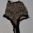 SUUKSESS Women Square Neck Lace Bodysuit Sleeveless Spaghetti Strap Tank Top (Small, Cheetah Print)