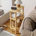 Veegle Side Table, Small End Table with Storage Shelf, 3-Tier Small Coffee Tables for Living Room Bedroom Narrow Spaces(Oak)