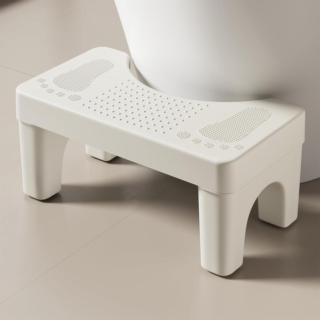6.7 Inch Toilet Stool Squat Adult, Poop Stool for Bathroom, Non-Slip Squatting Potty, Lightweight Pooping Stools Portable for Travel, Toilet Step Stools for Adults/Kids, White (1Pcs)