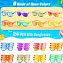 GKTZ Kids Sunglasses Party Favors - Boys Girls Age 3-8 Birthday Goodie Bags Stuffers, Neon Sunglasses Bulk with UV 400 Protection for Kids Classroom Favors - 24 Packs