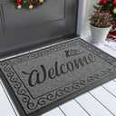 Yimobra Welcome Mat, Heavy Duty Sturdy Door Mats for Home Entrance Outdoor Indoor, Front Doormat for Outside Patio Floor Entry Porch Garage Office, Waterproof, Low Profile, 29.5x17, Black Grey