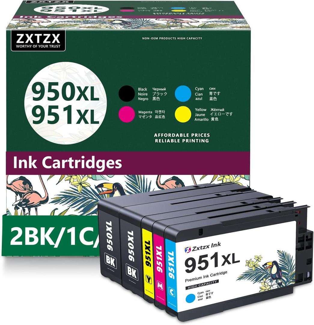 950XL Black & 951XL Color Ink Cartridge (5-Pack) Replacement for 950XL 951XL Ink Cartridge Combo Pack for Pro 8100 8600 8600 8600 8610 8615 8620 8625 8630 8640 8660 251dw 271dw 276dw Printer Ink