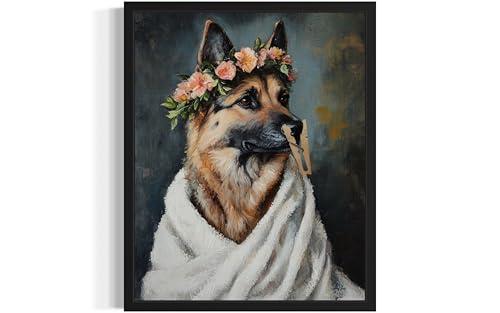 Pack of 4, German Shepherd Funny Bathroom Posters Black Humor Smell Pinch Nose Dog Poster Print Wall Art Animal Disgusting Smell Toilet Painting For Bathroom, Restroom, Room Decor Painting Gallery 16 (German Shepherd, 8 x 10 inches, Unframed)