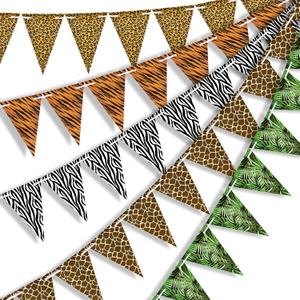 Tatuo 5 Pcs Jungle Safari Party Decorations Wild Animal Print Pennant Banners Wild Jungle Safari Animal Graduation Birthday Party Decorations Supplies for Baby Shower Zoo Decor