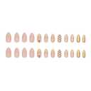 Medium Almond Press on Nails 3D Fake Nails Rhinestone Glue on Nails Golden French Stick on Nails Glossy Shiny Acrylic False Nails Full Cover Artificial Nails Reusable Nails Kit for Women Girl 24Pcs