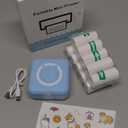 HUIJUTCHEN Mini Blue-Tooth Printer, Wireless Sticker Printer with 10 Rolls Paper for iPhone/Android