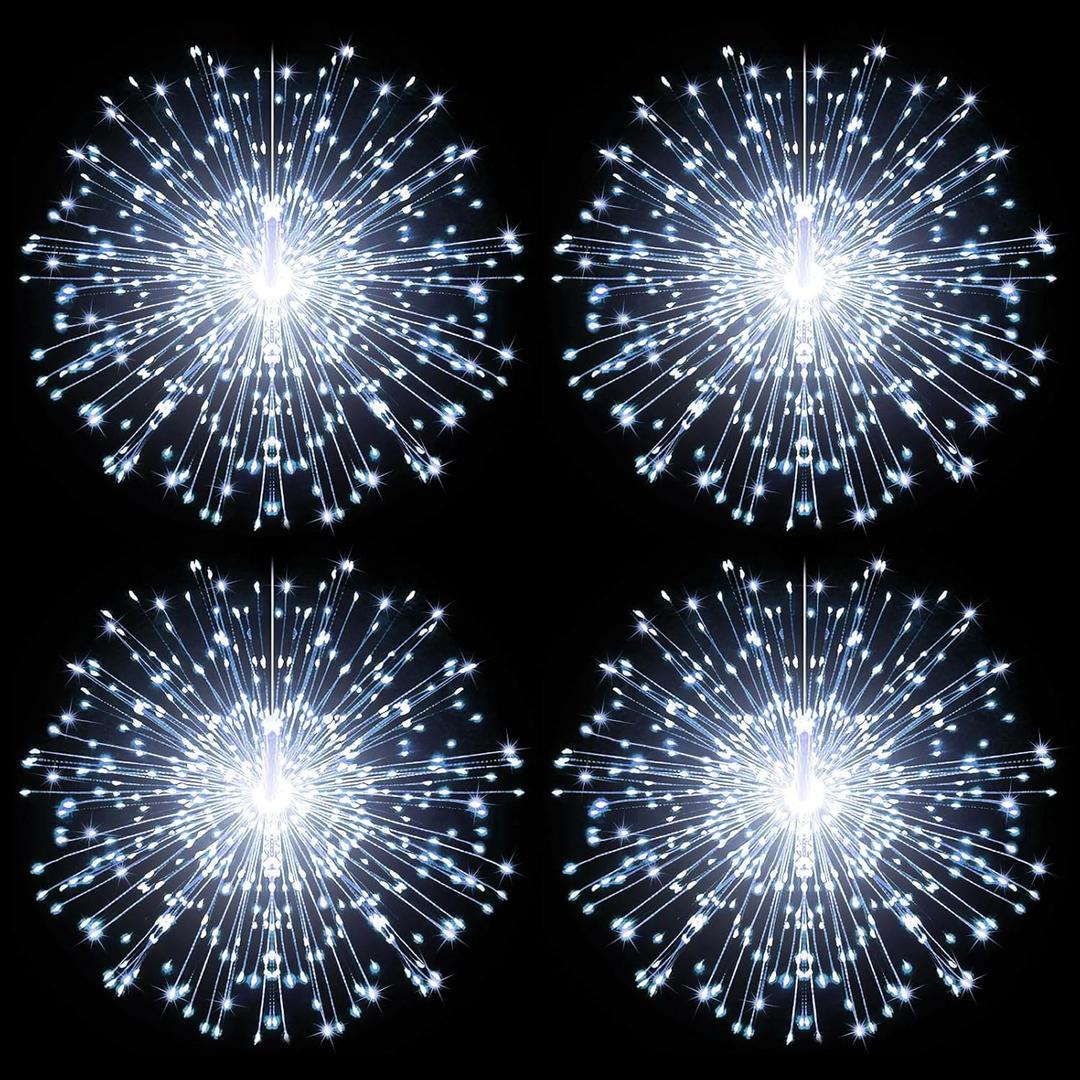 LetsFunny Airy Christmas String Lights, 225 LED, 8 Modes Dimmable with Remote, Indoor/Outdoor DIY Decorative Hanging Lights for Christmas, Bedroom, Party (4Pack, Cool White)