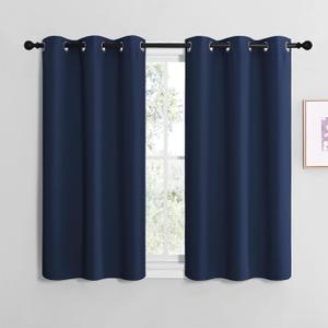 NICETOWN Blackout Curtain Panels for Bedroom, Navy, 2 Panels, W29 x L20-inch, Thermal Insulated Grommet Top Blackout Draperies and Drapes for Basement