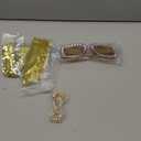 Sasylvia 5 Pcs 70s Disco Accessories Halloween Women Costume Jewelry Sequin Scarf Earrings Sunglasses Bracelet Headband (Gold)