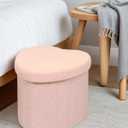 Heart Shaped Ottoman with Storage, Cute Pink Boucle Footstool with Storage, Small Sherpa Footrest Ottoman for Bedroom, Living Room,15"x15"x12.6"