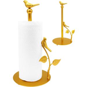 Gold Paper Towel Holder with Arm Fit Most Size Paper Roll Gold Paper Towel Holder Countertop Golden Bird Decor for Kitchen