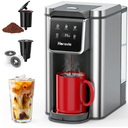 Single Serve Coffee Maker for K-Cup Pod and Grounds, Hot and Iced Coffee Maker, Stainless Steel Coffee Maker, Strong Button Feature, 6 to 14oz Brew Sizes, 50oz Removable Tank, Up to 6.5 Inch Cup, Grey