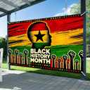 Black History Month Banner 71x43 Inch Black History Month Decor African American Power Symbol Backdrop Raised Fist Pan African Colors Classroom School Office Event Photo Wall Banner