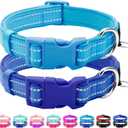 azuza 2 Pack Neoprene Padded Dog Collar for Medium Dogs, Reflective Dog Collar with ID Tag Ring, Adjustable Safe and Comfy Dog Collars,Royal Blue/Sky Blue,M