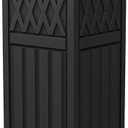 DWVO 38 Gallon Outdoor Trash Can, Resin Garbage Can with Tiered Lid and Drip Tray, Waterproof Trash Bin for Patio, Kitchen, Backyard (Black)