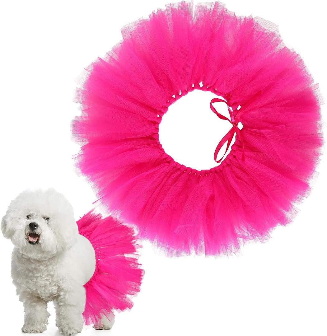 Dog Tutu Tulle Tutu for Dogs Small Large Medium Puppy Dress Ballerina Costume Skirt for Holiday Puppy Cats Bunny Pet Outfit Birthday Wedding Party Photo Prop Supplies(Hot Pink)