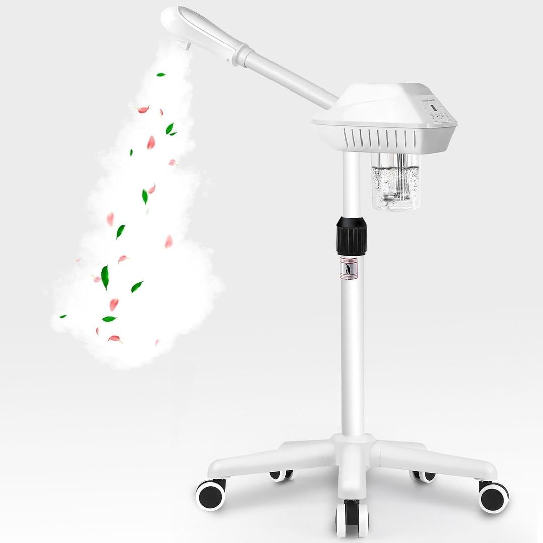 Professional Facial Steamer for Deep Cleansing and Hydration, Ozone Spa Face Steamer on Wheels, Adjustable Height and Angle, Estheticians Steamer More Steam, Suitable for Beauty, Spa and Home Use