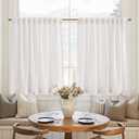 NICETOWN Cafe Curtains 36 inch Length Natural Thick Linen Blend (230GSM), Back Tab & Rod Pocket with Pleat Tab Semi Sheer Window Treatments Light Filtering for Bathroom, W52 x L36, 2 Panels