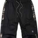 ELETOP Men's Cargo Shorts Elastic Waistband Drawstring Big and Tall Cotton Summer Casual Work Shorts (5X-Large, 902 Camo Black)