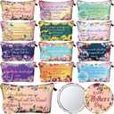 Kacctyen 96 Pcs Christian Mother's Day Bulk Gifts Inspirational Canvas Makeup Bags Compact Mirrors Bulk Christian Bible Verse Church Religious Prayer Gifts for Moms Women Church Mother's Day