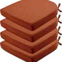 Wellsin Chair Cushions for Dining Chairs 4 Pack - Kitchen Chair Cushions with Ties and Non-Slip Backing - Dining Chair Pads 16"X16"X2", Orange