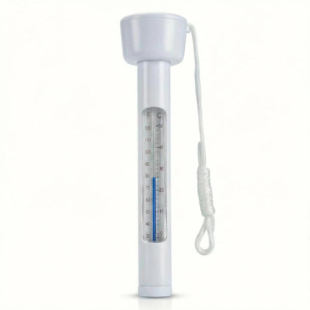 Pool Thermometer Floating, Water Temperature Thermometer with String, Large Size Easy Read & Shatter Resistant Pool Accessories for Outdoor & Indoor Swimming Pools, Spas, Hot Tubs & Aquariums.(White)