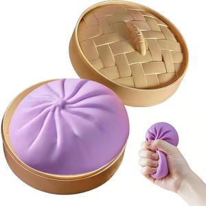 Giant Glitter Dumpling,Giant Dumpling Squishy,Mega Squishy Dumplings Toy,Anxiety Relief Fidget Toy,Soft Squeeze for Adults (Purple)