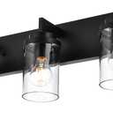 VINLUZ 3 Light Wall Mounted Lighting in Black Finish,Classic Bathroom Vanity Light with Clear Glass Shade Sconces Lighting for Mirror