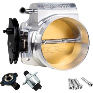 92MM Fuel Injection Throttle Body for GM Gen III LS1 LS2 LS3 LS6 LS7 SX LS LSX Intake Manifold with TPS Throttle Position Sensors 4 Bolt Aluminum - Drive by Cable(Silver)