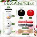 Amyhill 120 Pcs DIY Christmas Snowman Wooden Beads for Craft, Fuzzy Faux Fur Poms, Winter Wood Beads Buffalo Plaid Colorful Print with Twine, for Party Xmas Santa Tree Jewelry Home(Red Black)