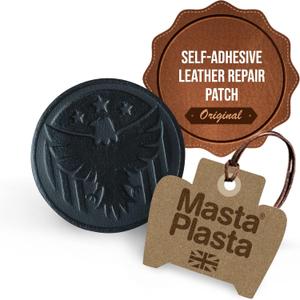 MastaPlasta Premium Leather Repair Patch 3 Inch Black Eagle SelfAdhesive, UpholsteryGrade, ReadytoUse. Your Professional DIY Repair for Couches, Car Interiors, Bags and More