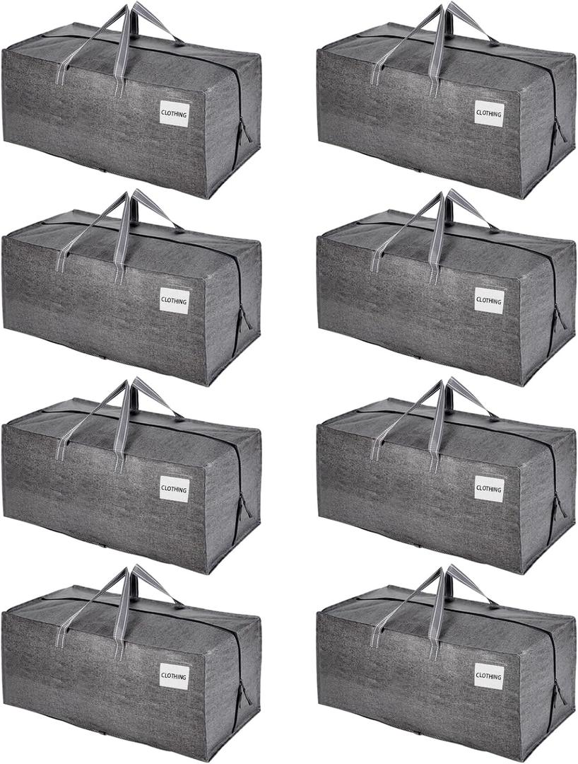 VENO 8 Pack Heavy Duty Moving Bags with Backpack Straps, Zippers & Handles, Extra Large Packing Bags for College Dorm Essentials, Moving Supplies Alternative to Cardboard Moving Boxes