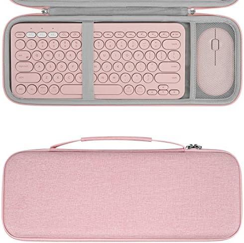 Geekria Hard Shell Travel Carrying Case, Compatible with Logitech K380/k380s Keyboard +M350/M350s Mouse, Pebble 2 Combo, Protective Travel Bag (Pink)