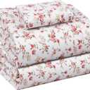 RUVANTI 100% Cotton Sheets Twin XL Size Percale Bedding, Cooling & Breathable Floral Design, Durable with a Crisp, Soft & Comfortable Feel, 16" Deep Pocket, 3-Piece Set, Bouquet