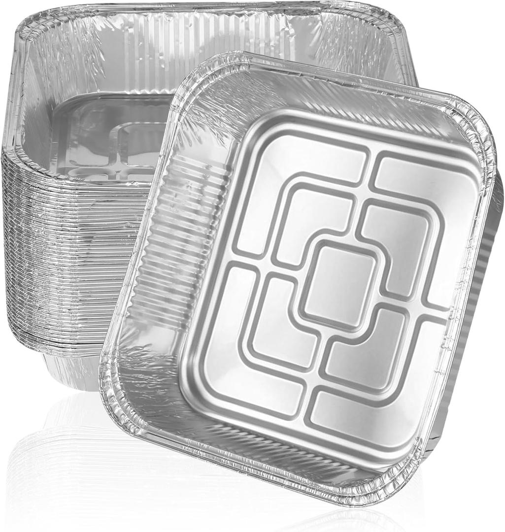 50 PCS Air Fryer Liners Disposable Aluminum Foil Liners 8" x 8" Square Airfryer Liners Non-stick Air Fryer Paper Oven Basket Food Grade Aluminum Foil Pans for Baking, Frying, Grilling, Roasting