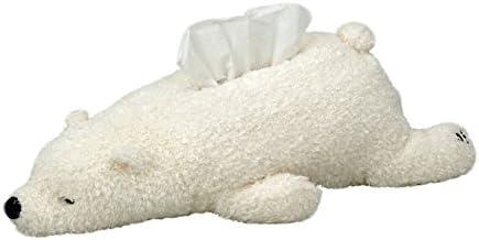 CHOOLD Super Soft Plush Polar Bear Tissue Box Cover Cute Paper Holder Napkin Box for Car Home Bathroom Kitchen Office(White Brown Pink)