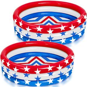 2 Pack Inflatable Kiddie Pool, 48" X 12" Star American Flag for Kids Toddler Summer Fun, Blow up Pool Pit Ball Swimming Pool for Indoor&Outdoor Backyard Garden Water Fun