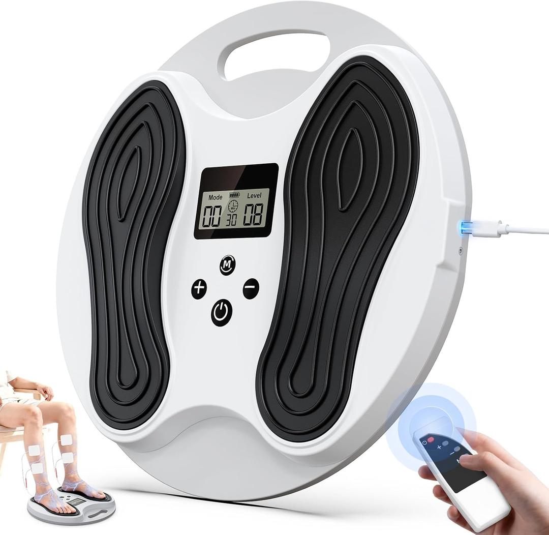 EMS Foot Massager for Neuropathy, NMES Foot Stimulator for Neuropathy Feet Nerve FSA&HSA Eligible item Electric Foot Massager for Circulation and Pain Relief with 4 TENS Unit Muscle Stimulator Pads (White)