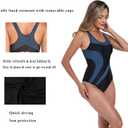 Womens Athletic One Piece Swimsuit Racerback Competitive Training Bathing Suit, Gray/Black, XL
