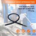 Autovo Hydraulic Hose 3/4" Hydraulic Hose with Male NPT X Male NPT 18" Long 3118 psi, Black