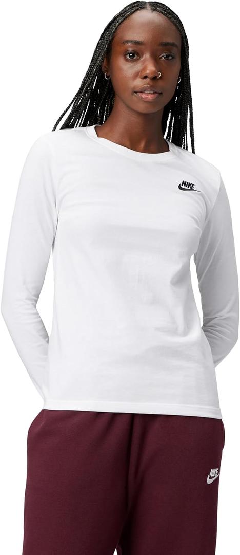 Nike Women's Sportswear Club Long-Sleeve T-Shirt, Small