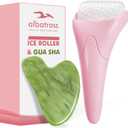 Gua Sha & Ice Roller for Face, Small Gifts, Facial Tools for Puffiness and Redness Reducing Skin Care Routine, Self Care Massage Gift for Women Men (Pink)